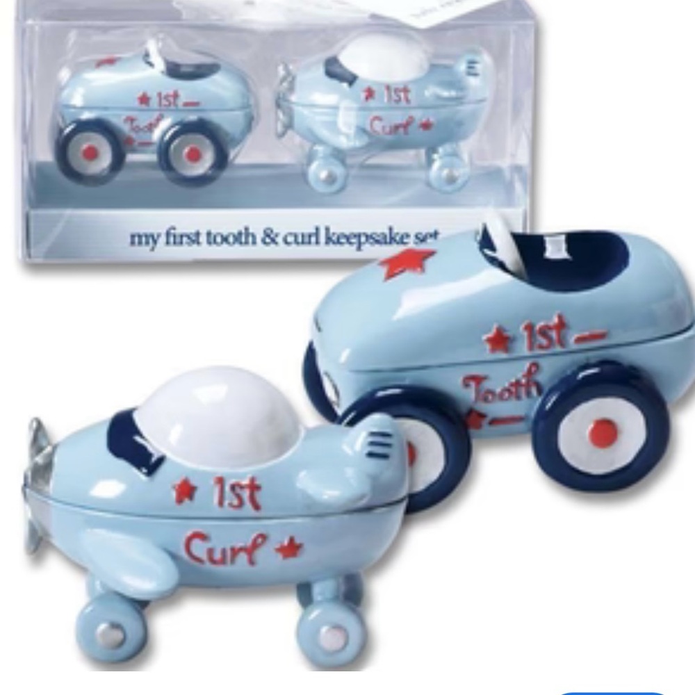 My First Tooth & Curl Baby Essentials AD Sutton & Son. For boy blue Plane & Car